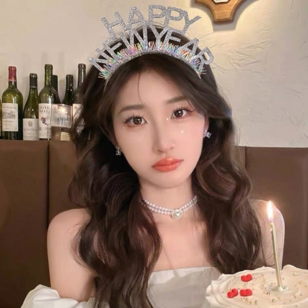 Bờm tóc HAPPY NEW YEAR-BẠC.