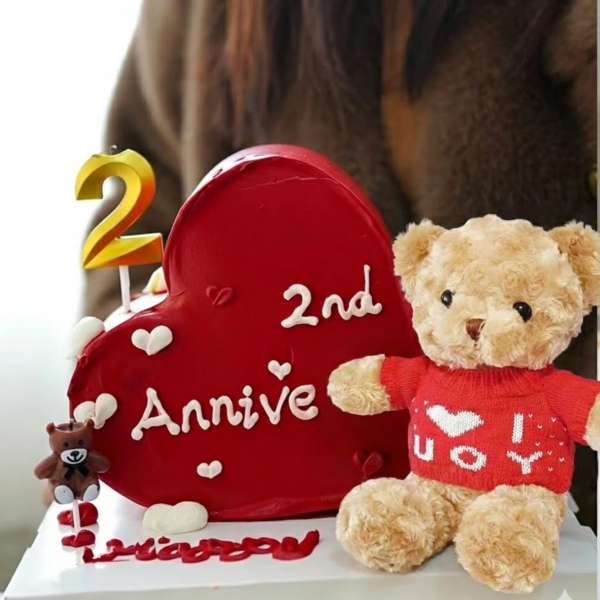 Gấu bông NÂU-áo ĐỎ kt 30cm.