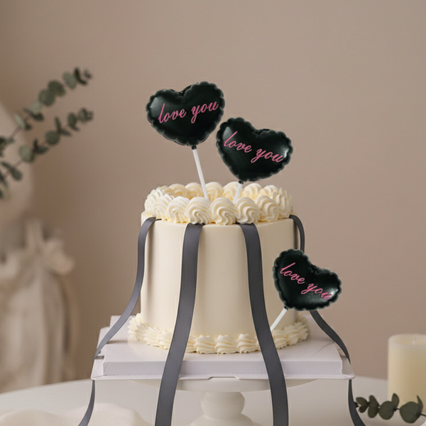 Vỉ nến 3 trái tim có chữ love you-MÀU ĐEN.