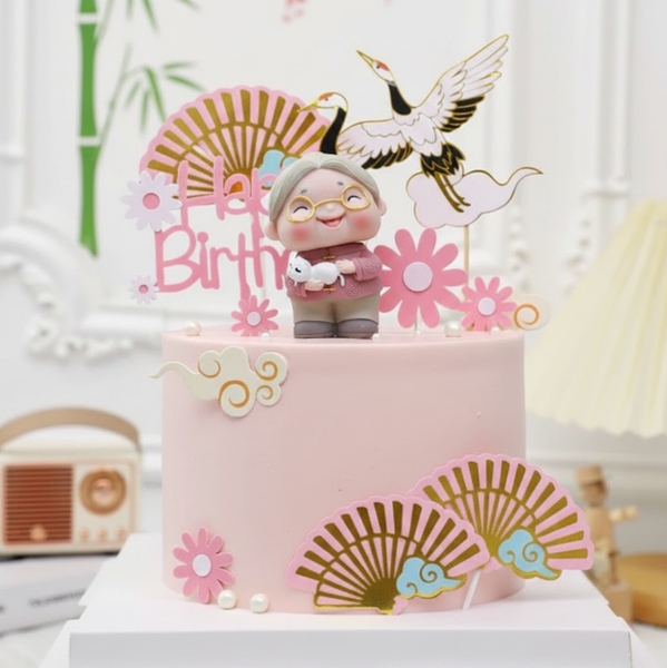 Combo 12 quạt giấy màu hồng vàng (ép nhũ).