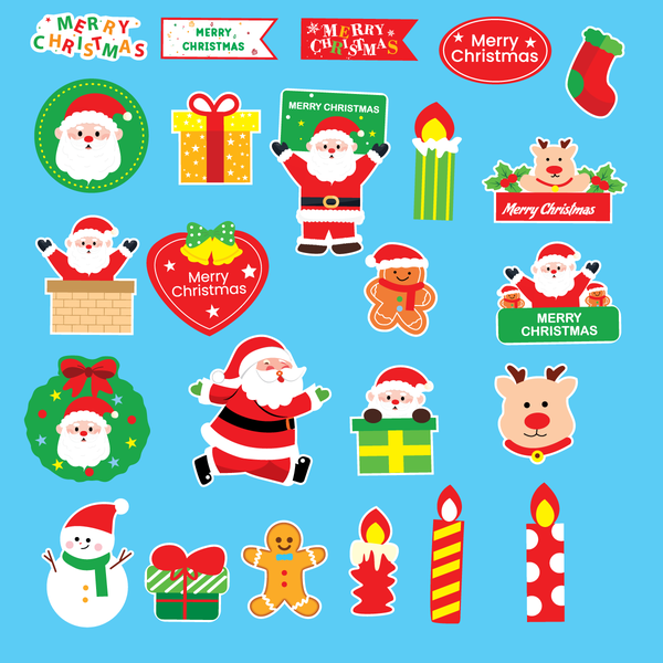 Combo 2 set giấy giáng sinh (noel) - mix nhiều chi tiết (nến, quà, tất, ông già noel,...).