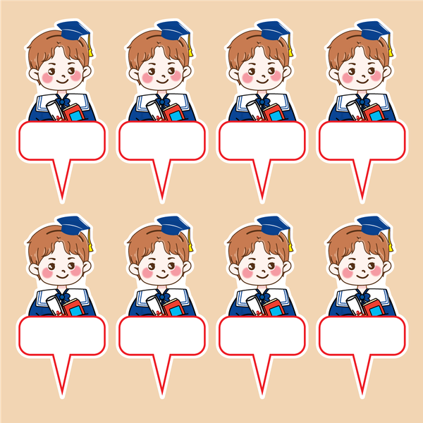 Set 40 thẻ giấy có chân cắm-bé TRAI CỬ NHÂN (MẪU 2)9805.