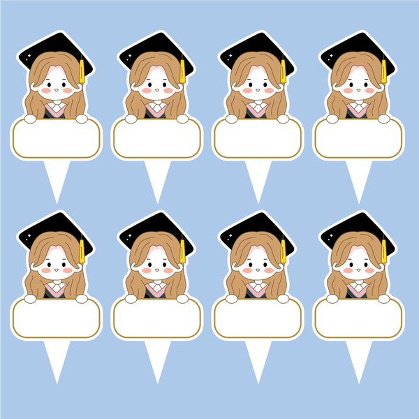 Set 40 thẻ giấy có chân cắm-bé GÁI CỬ NHÂN (MẪU 3).