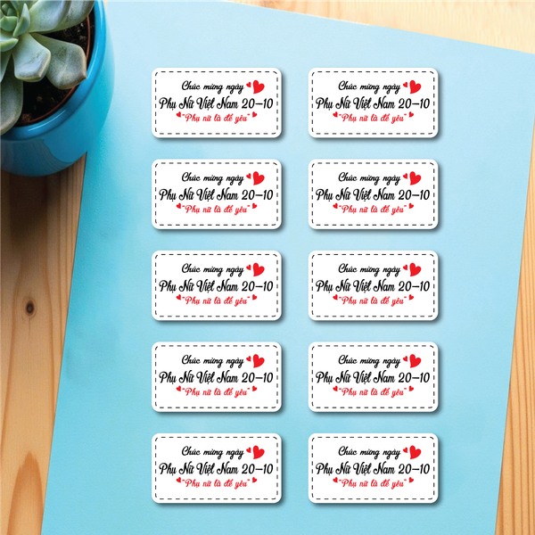 Set 60 thẻ giấy trắng Chúc mừng ngày Phụ nữ VN 20-10 (HÌNH CHỮ NHẬT).