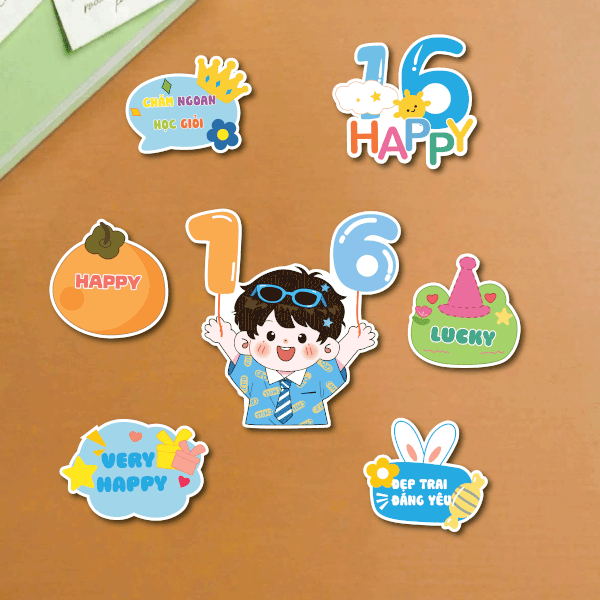 Combo 5 set giấy SX- bé trai cầm số 1.6.