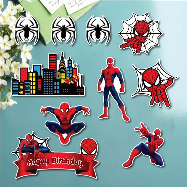 Combo 2 set giấy  - chủ đề siêu nhân nhện (mẫu có màng nhện chibi và chữ HPBD nhện).