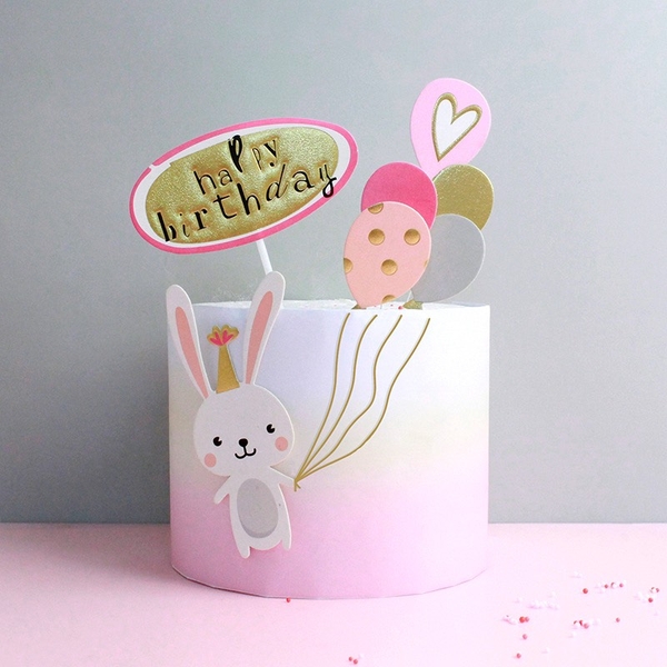 CAM-Set giấy thỏ và chùm bóng.