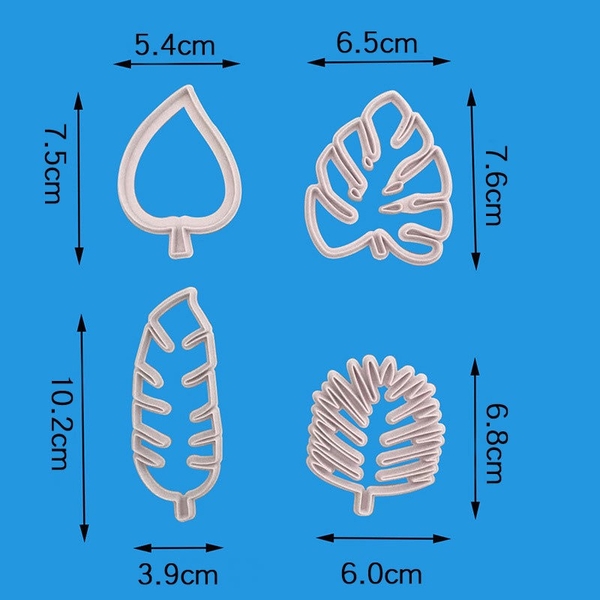 Set 4 khuôn nhấn hình CHIẾC LÁ (nhựa).