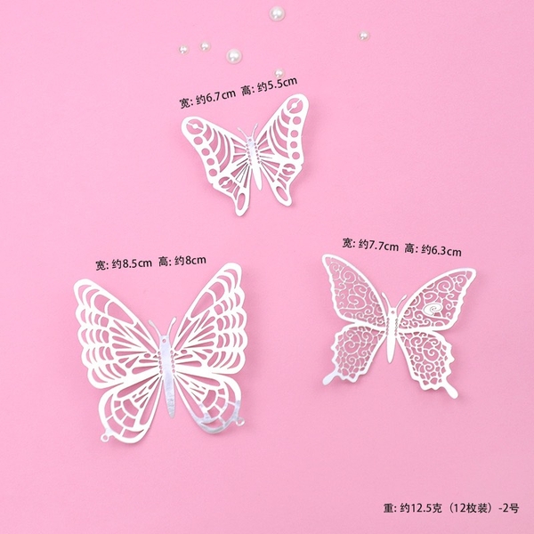 Set 12 bướm MÀU BẠC mới-M3.
