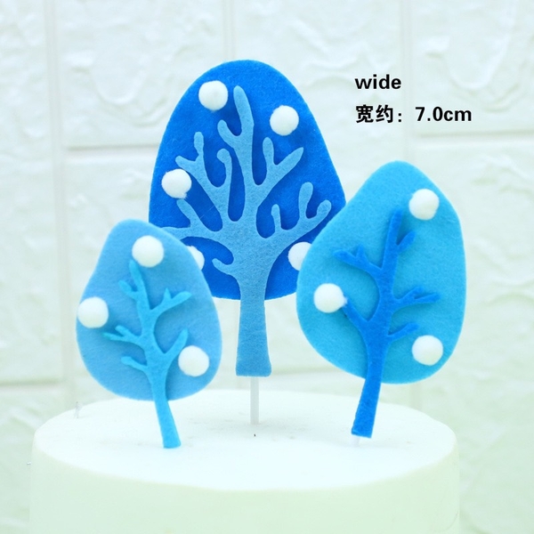 Set 3 cây tròn vải dạ gắn bông -XANH DƯƠNG.