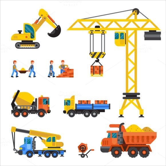 Combo 2 set giấy tháp cẩu-xe và công nhân (mới).