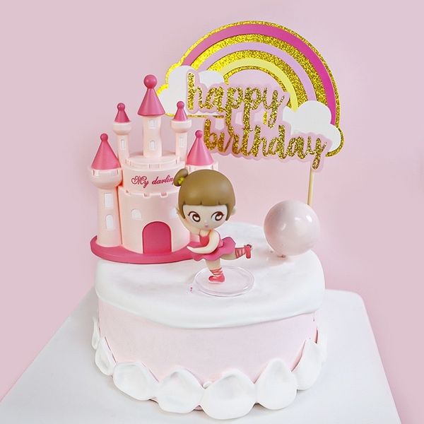 Tượng bé gái váy hồng múa (nhựa đẹp).