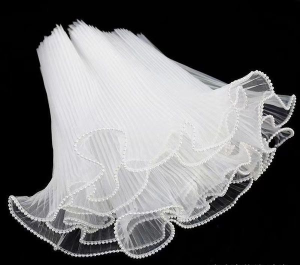 Voan thành bánh ngọc trai KHÔNG ĐÈN (kt 14cm x 200cm)-TRẮNG.