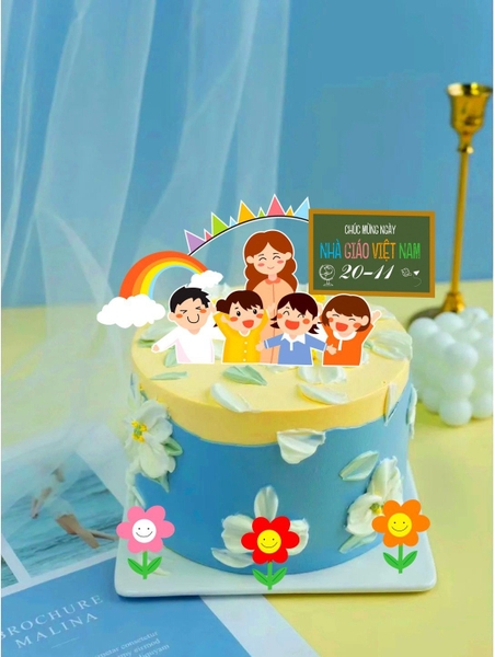 Combo 2 set giấy - cô giáo, học sinh và hoa (20-11).