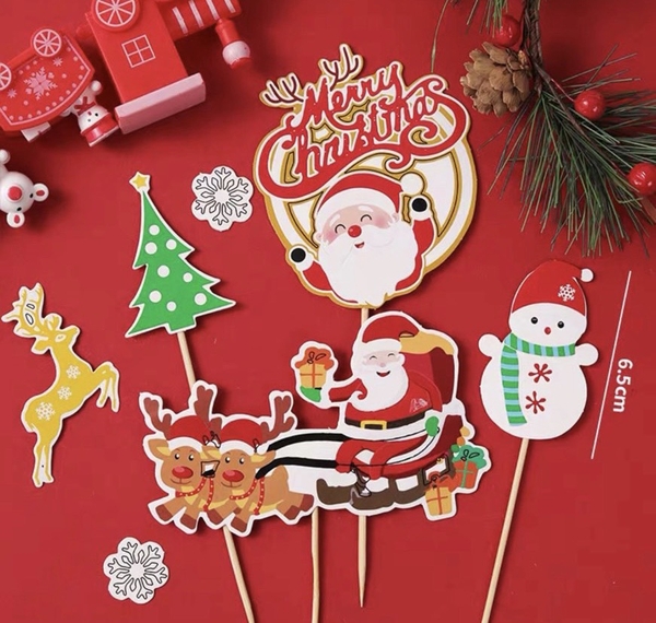 Combo 2 set giấy NOEL M24 (ông già noel ngồi xe kéo-cây thông-tuần lộc vàng).6864
