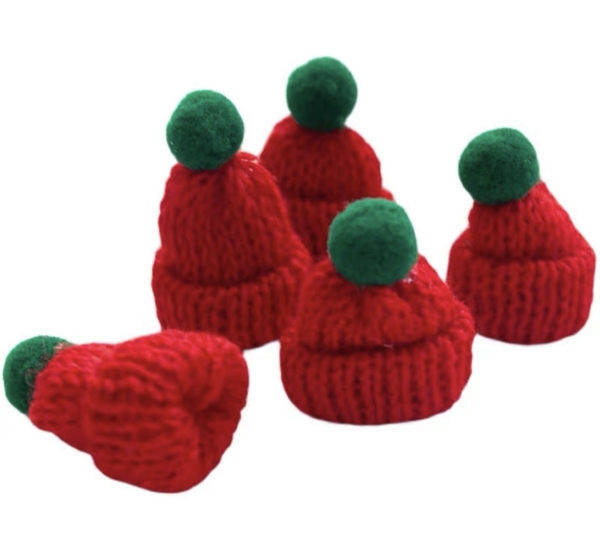 Set cắm Noel vải-5 mũ màu đỏ1031.