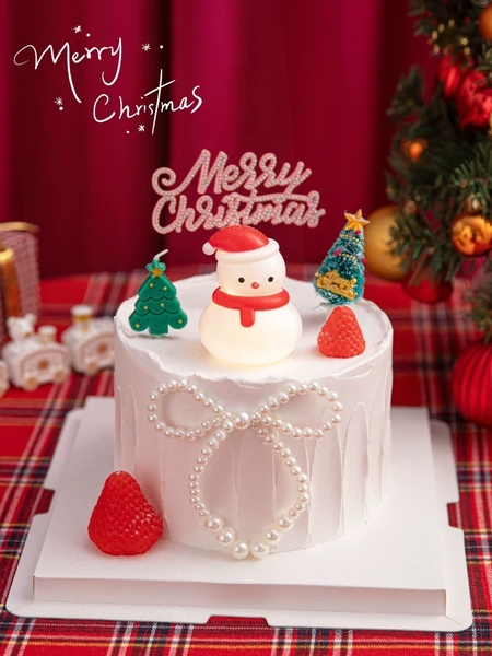 Set 5 cây cắm Merry christmast (chữ gắn hạt màu HỒNG).