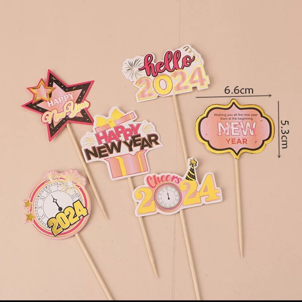 Combo 2 Set giấy TẾT- Hello 2024 HỒNG-ĐEN (ép nhũ).