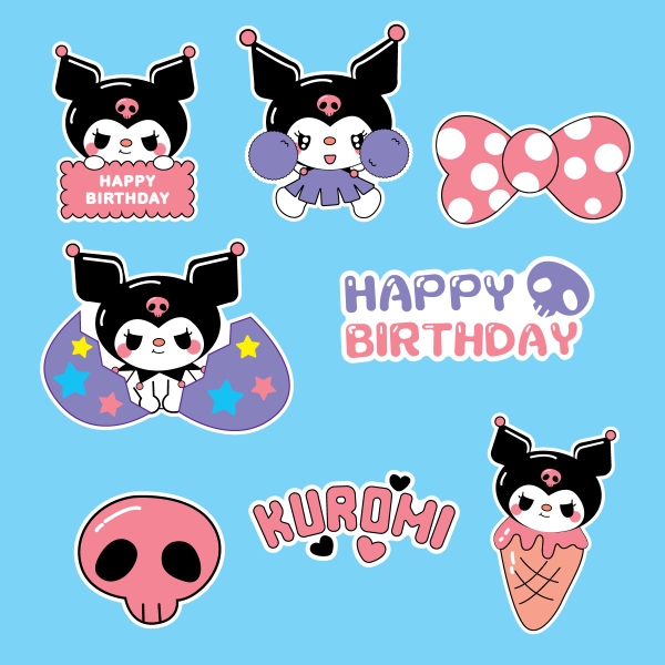 Combo 2 set giấy Kuromi (4 kuromi và Nơ hồng).