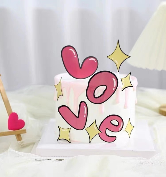 Combo 2 set giấy-Love hồng và ngôi sao vàng.