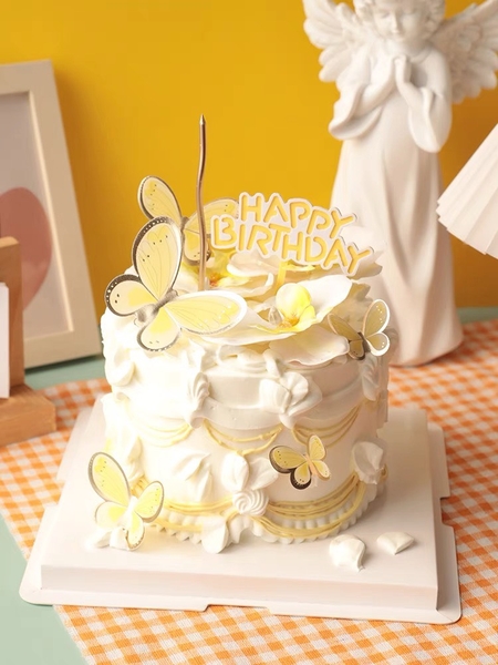 Set 5 bướm giấy ép nhũ đẹp - VÀNG.