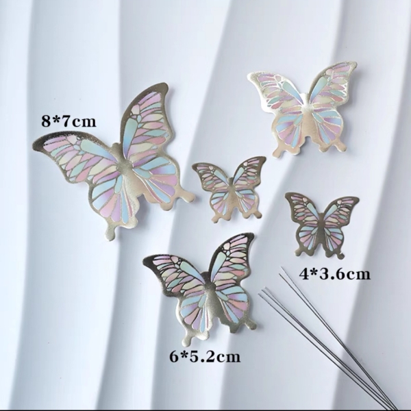 Set 5 bướm giấy ép nhũ đẹp - MIX NHIỀU MÀU.