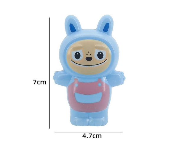 Tượng LABUBU nhựa cứng kt 7cm-XANH DƯƠNG hồng.