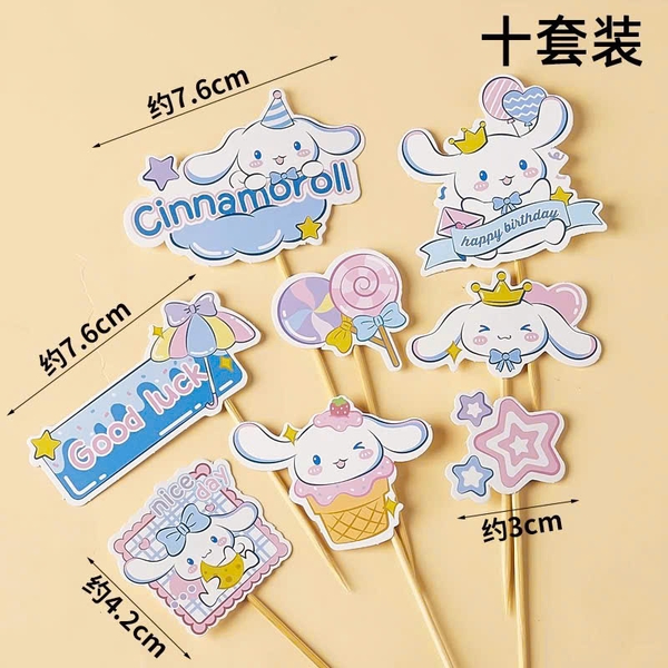 Combo 2 set giấy - Chó Cinnamon XANH có hình cây kẹo mút.
