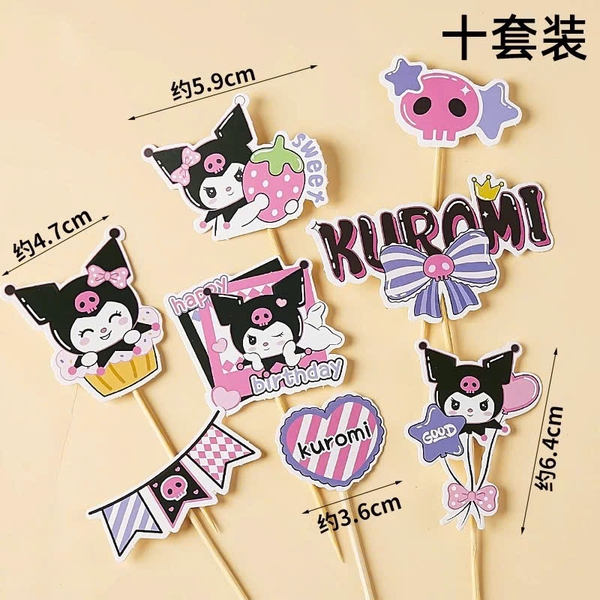 Combo 2 set giấy - Kuromi mẫu 16 (kuromi ôm quả dâu).