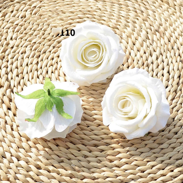 Hoa hồng đẹp (cánh cứng cáp) kt 10cm-TRẮNG.