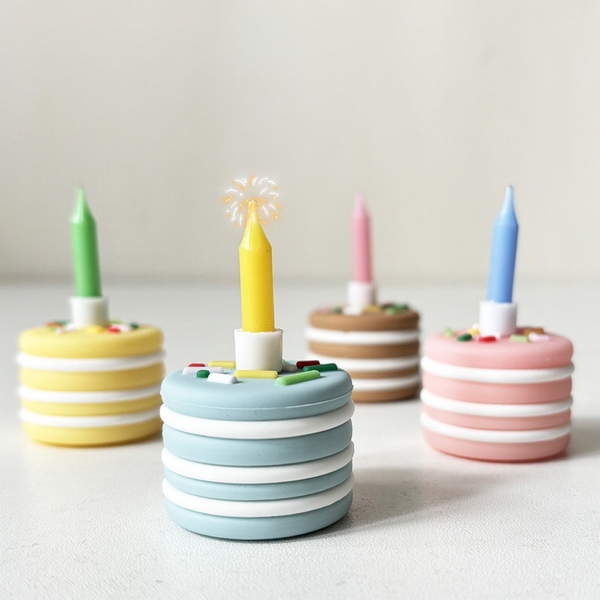 Bánh sinh nhật mini nhựa 1 tầng có cốm rắc trên mặt bánh (có thể cắm nến) -MÀU XANH.