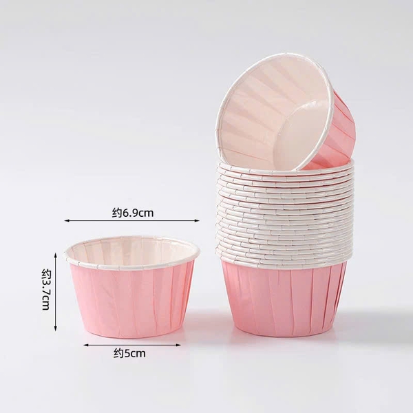 Set 50 cốc cupcake (HỒNG LÌ-TRẮNG).