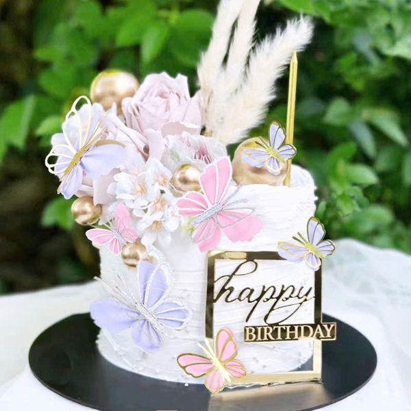 Set 5 bướm giấy 2 lớp - HỒNG BẠC9417.