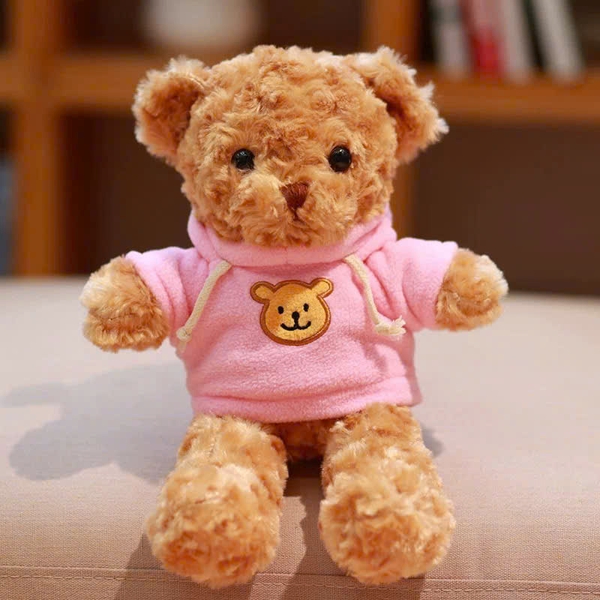 Gấu bông nâu nhạt -áo hồng kt 30cm.