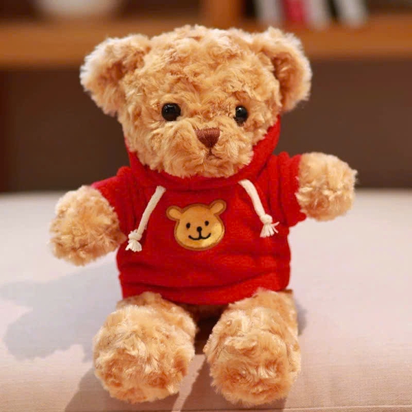 Gấu bông NÂU-áo ĐỎ kt 30cm.