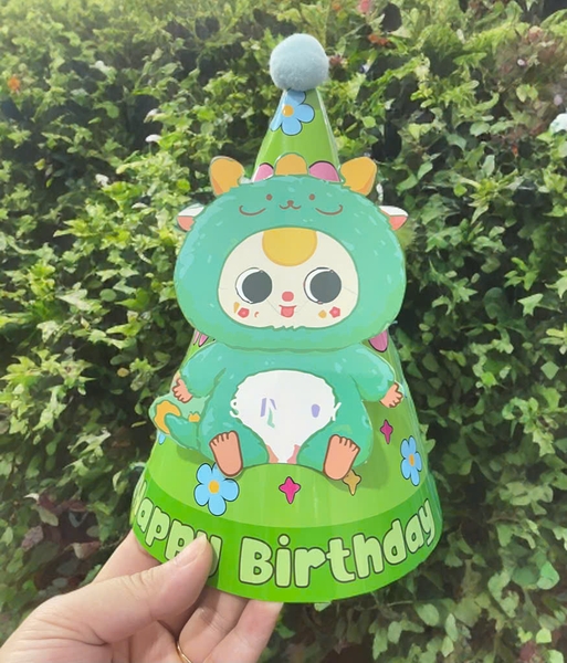 Set 10 mũ 3D cán bóng giấy đẹp kt dk 13cmx cao 20cm - Babythree xanh lá.m12