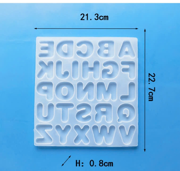 Khuôn Silicon chữ-26 chữ cái trong suốt (mẫu mới) KT chữ cao khoảng 3.8cm-4cm.