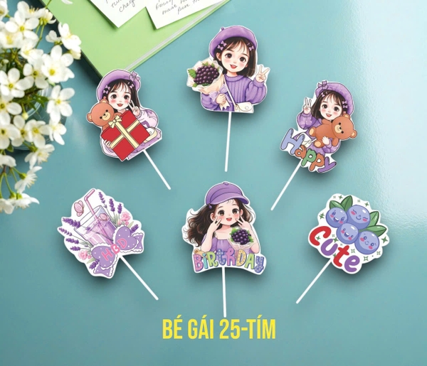 10 set giấy- bé gái màu TÍM HD.