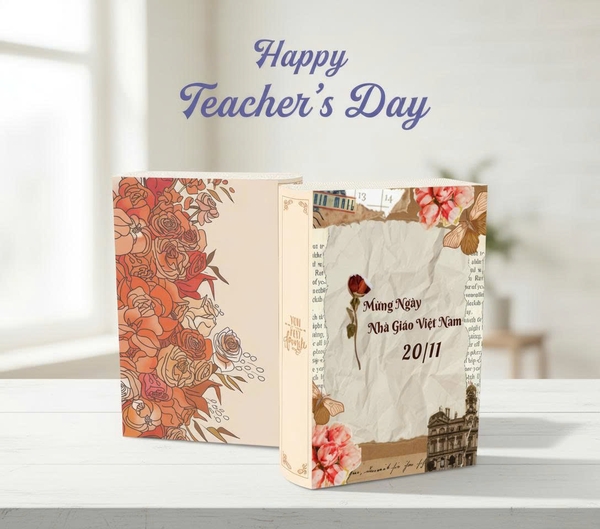 set 10 hộp giấy (6 ngăn) hình quyển sách kt 28.5x10x20.5cm -màu KEM NÂU.