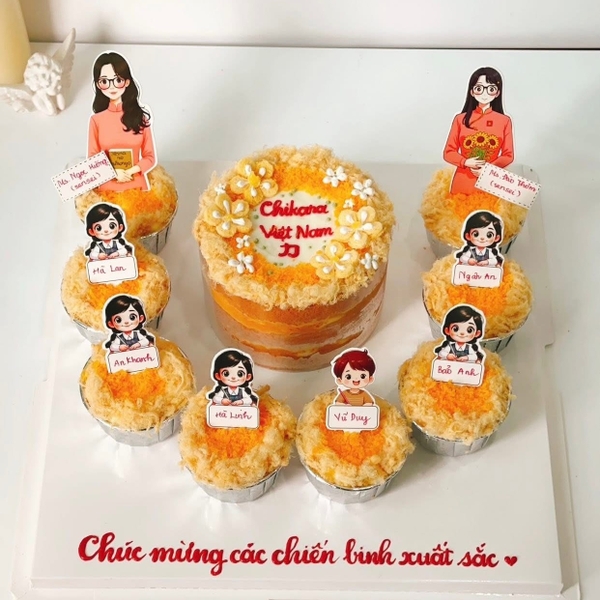 Set 50 thẻ giấy có chân cắm-bé GÁI học bài (tết tóc 2 bên) (CHÚ Ý SET 50).