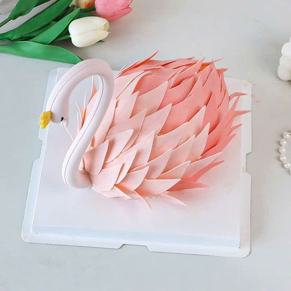 Tượng thiên nga nhựa mềm-HỒNG.