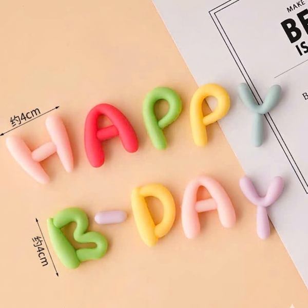 Chữ HPBD silicon SIZE TO (cao 4cm) -sắc màu (MÀU SÁNG -mẫu mới).