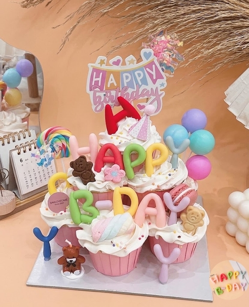 Chữ HPBD silicon SIZE TO (cao 4cm) -sắc màu (MÀU SÁNG -mẫu mới).