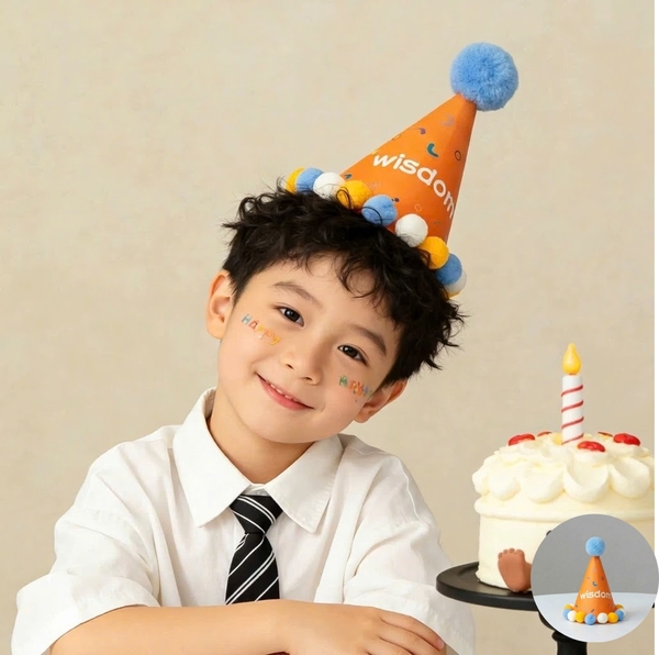 Set 10 mũ bông không gắn sẵn - màu CAM (cục bông màu vàng, xanh) (size 14X17cm).