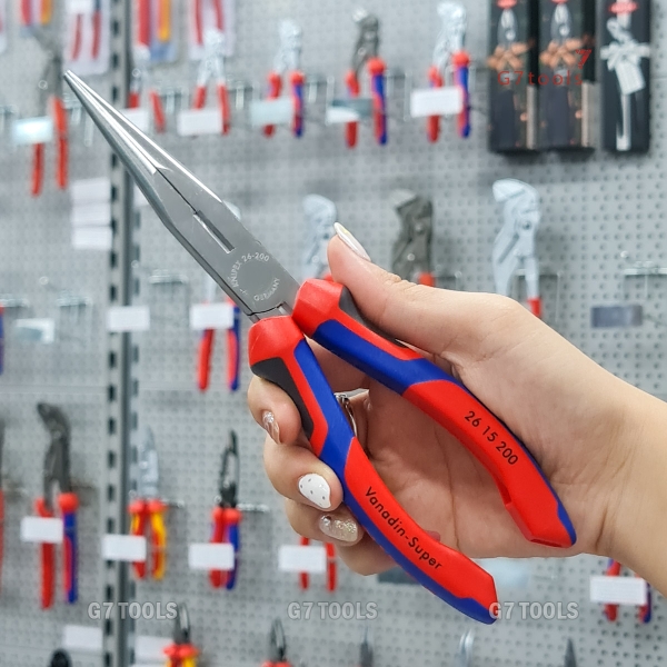 Kìm Nhọn Knipex 26 15 200 Mũi Đàn Hồi, Lưỡi Cắt 61 HRC, Chiều Dài