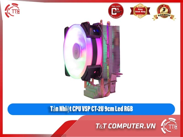 Tản Nhiệt CPU VSP CT-2U 9cm Led RGB - tntcomputer.vn