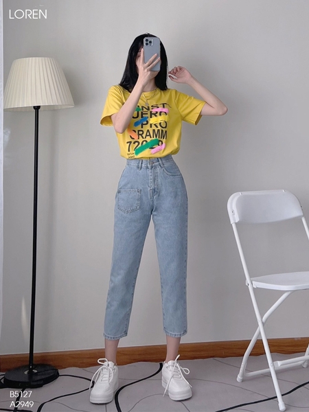 Quần jean baggy LOREN kiểu túi đắp B5127
