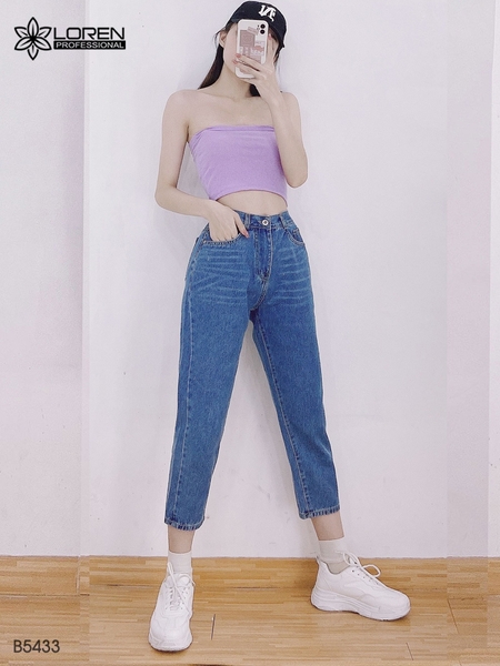 Quần jean baggy LOREN trơn xanh B5433