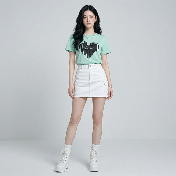 Áo thun nữ LOREN Regular heart A21094