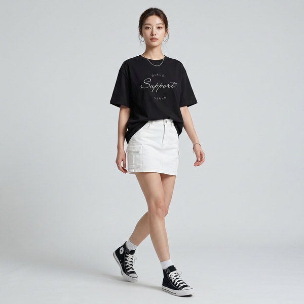 Áo thun nữ LOREN girls support đen A2676